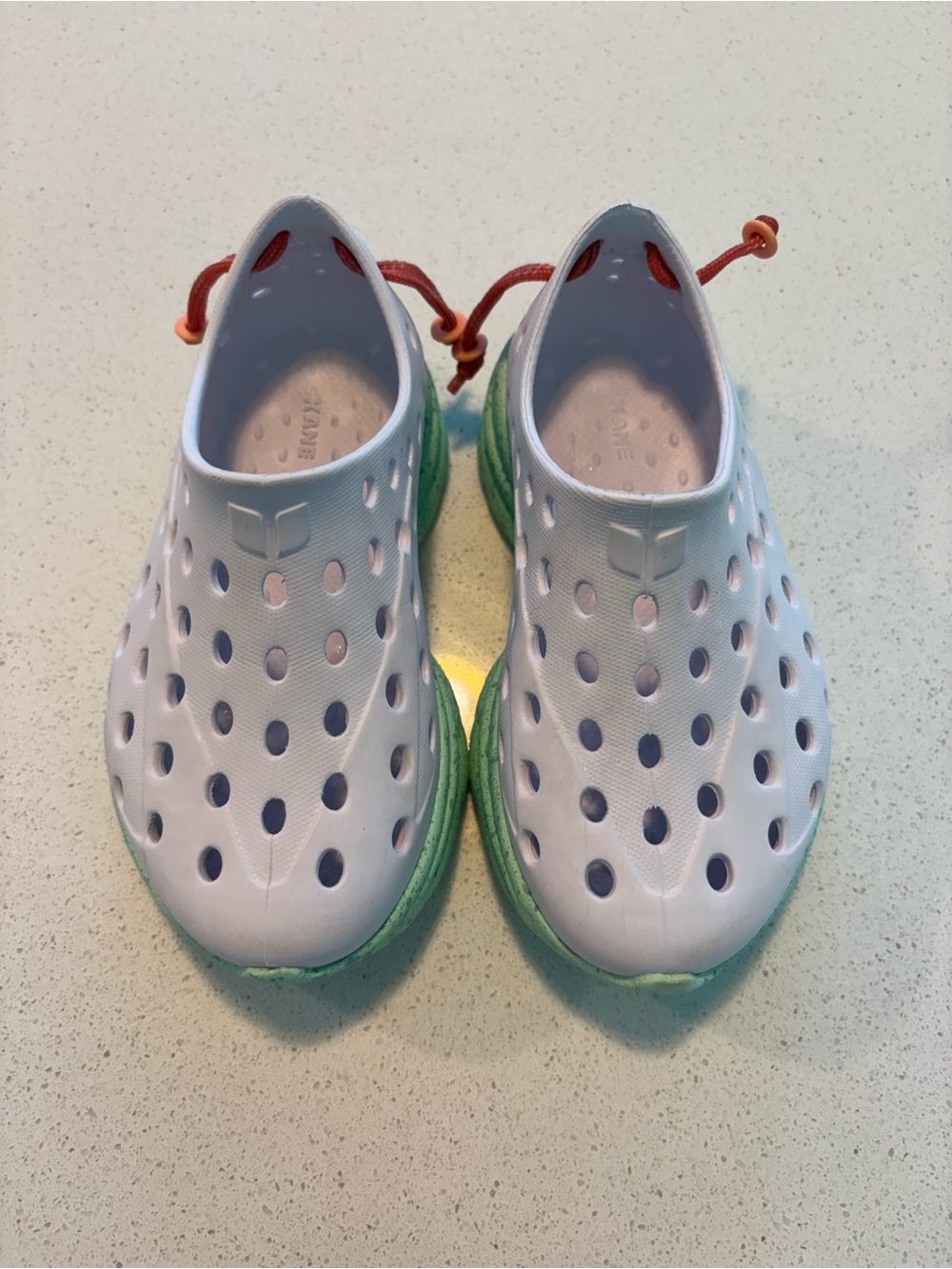 Kids Kane Shoes - White with Mint Green Sole